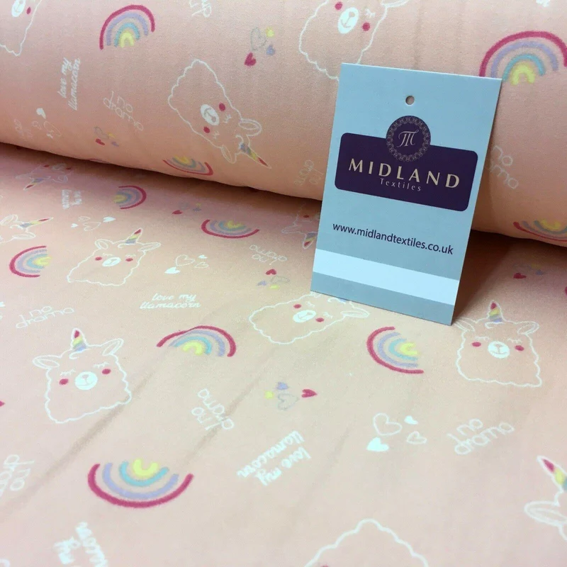 Peach doodle Rainbow Printed Brushed Jersey Dress fabric 150cm Wide MK1106-2