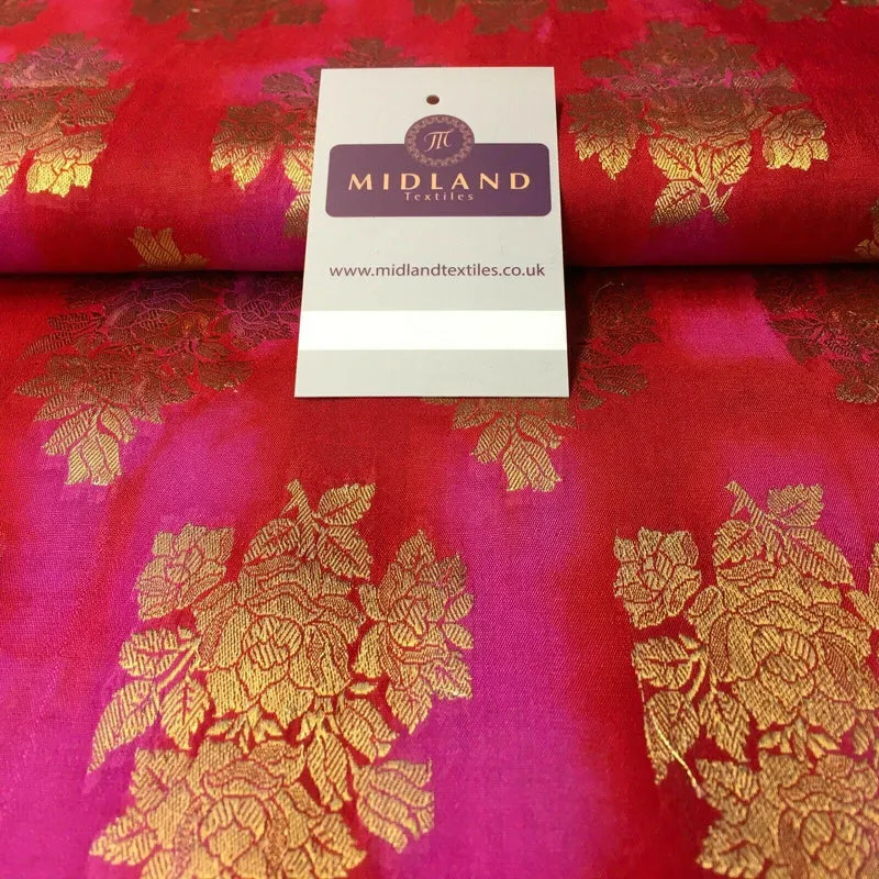 Two Tonal Floral Indian Banarsi Pure Silk Brocade fabric 100cm Wide MP1104 Mtex