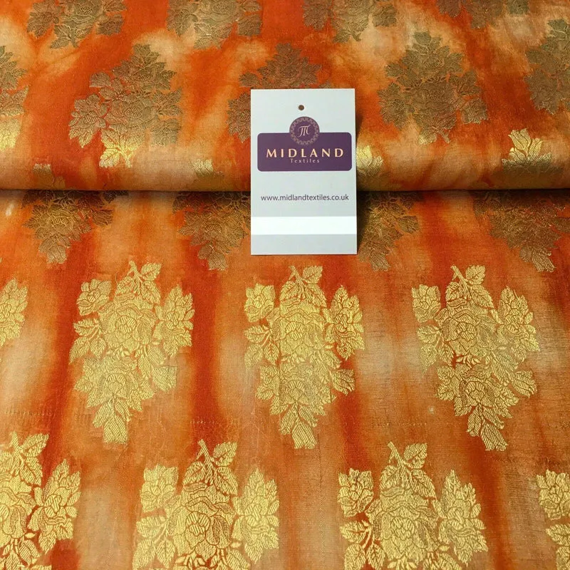 Two Tonal Floral Indian Banarsi Pure Silk Brocade fabric 100cm Wide MP1104 Mtex