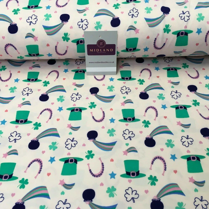 Pale Pink Irish Printed Brushed Jersey Dress fabric 150cm Wide MK1106-7 Mtex