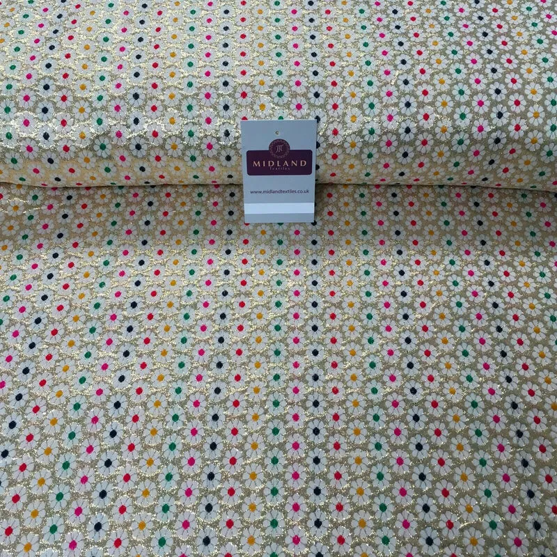 Floral geometric multicoloured dot banarsi Brocade Fabric 110cm Wide MA1118