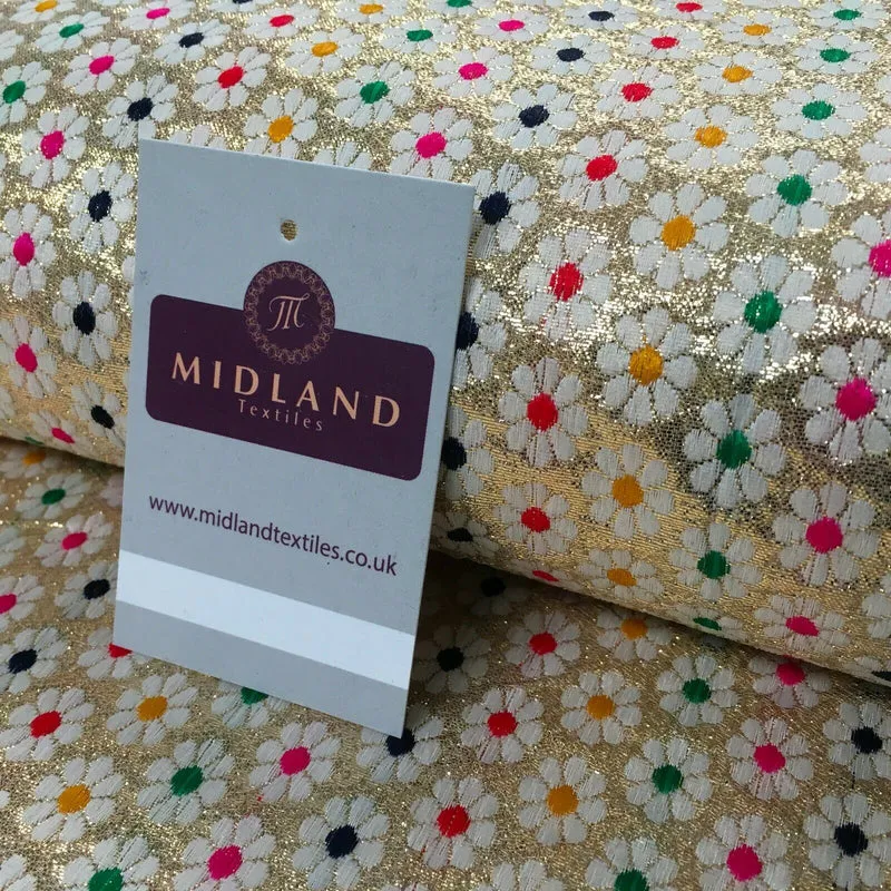 Floral geometric multicoloured dot banarsi Brocade Fabric 110cm Wide MA1118