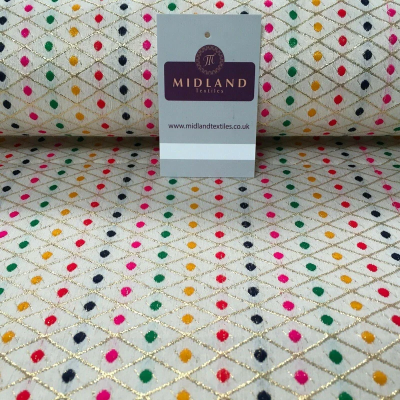 Diamond Shaped geometric multi colour dot banarsi brocade 111cm Wide MA1117 Mtex