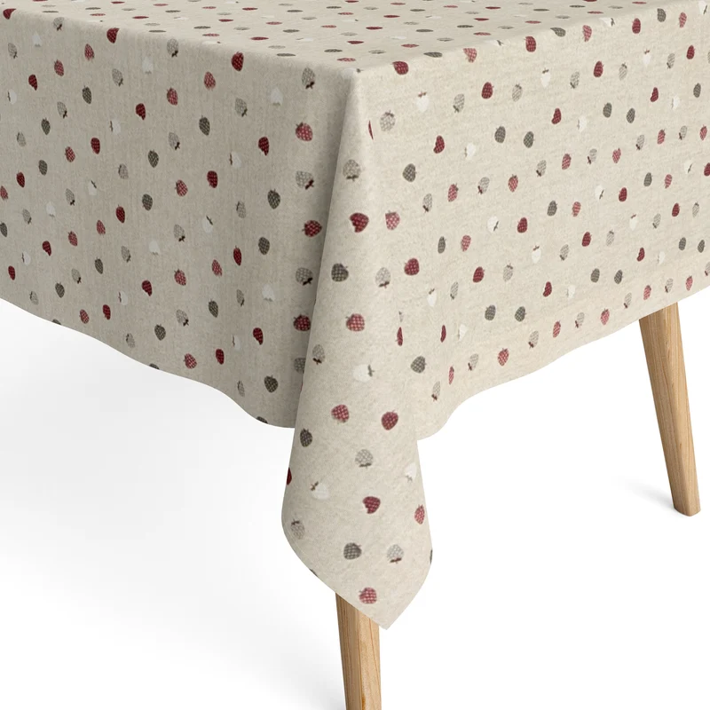 Jacquard Tischdecke aus beschichteter Baumwolle mit Fleckenschutz FRESA Erdbeeren eckig rund oval