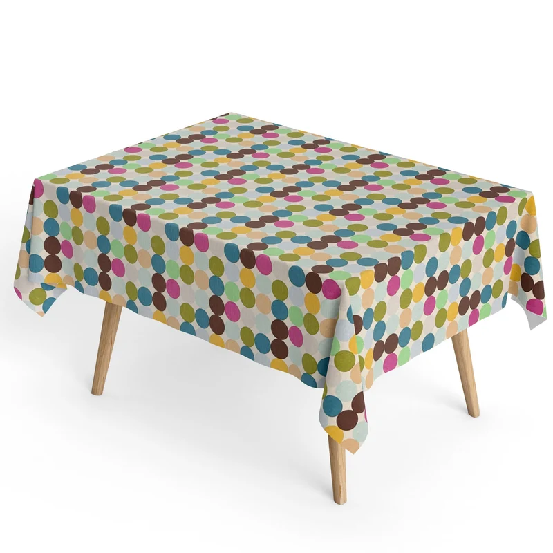 Jacquard Tischdecke aus beschichteter Baumwolle mit Fleckenschutz HOPPER23 Punkte Madrid eckig rund oval