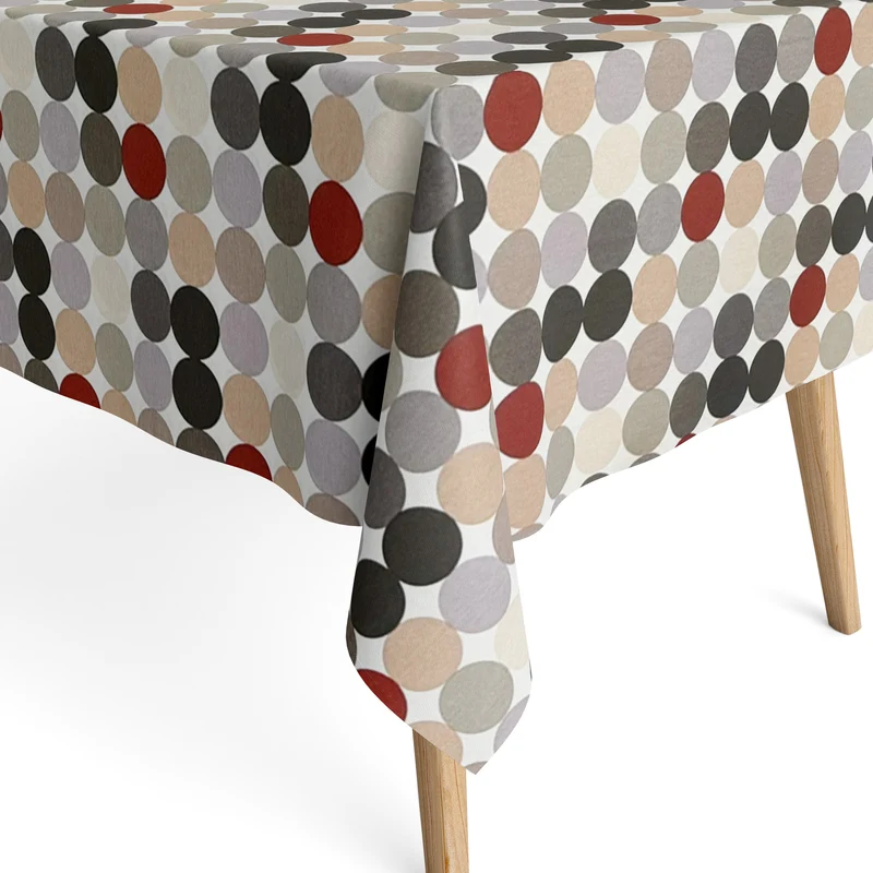 Jacquard Tischdecke aus beschichteter Baumwolle mit Fleckenschutz HOPPER BLANCO Punkte eckig rund oval
