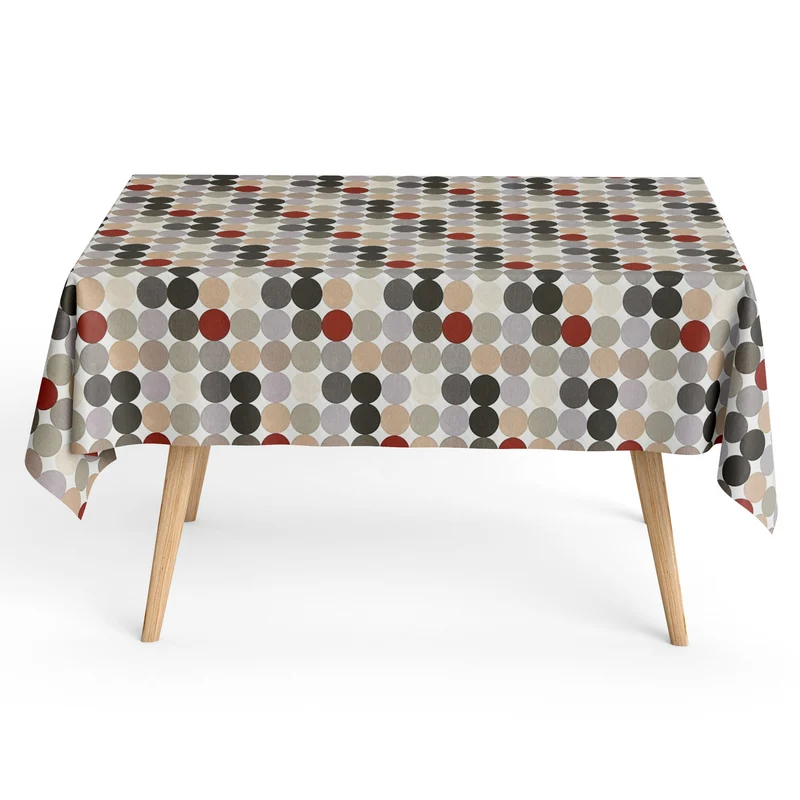 Jacquard Tischdecke aus beschichteter Baumwolle mit Fleckenschutz HOPPER BLANCO Punkte eckig rund oval