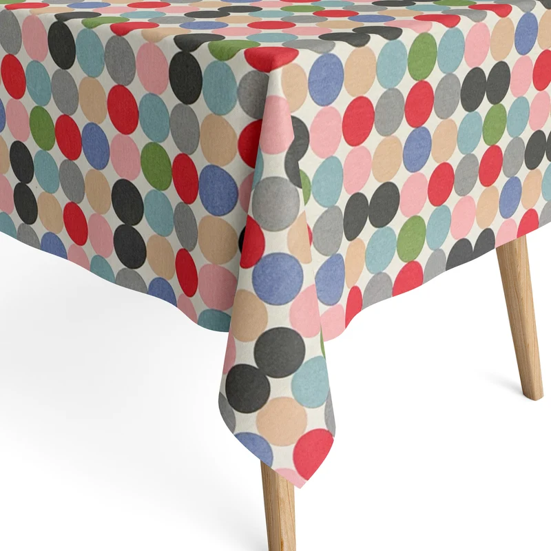 Jacquard Tischdecke aus beschichteter Baumwolle mit Fleckenschutz HOPPER24 Punkte Paris eckig rund oval