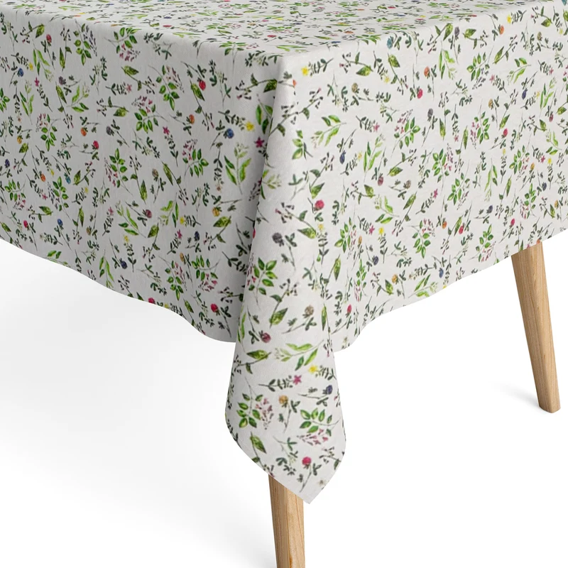 Jacquard Tischdecke aus beschichteter Baumwolle mit Fleckenschutz DG137 Blumenwiese Blüten eckig rund oval