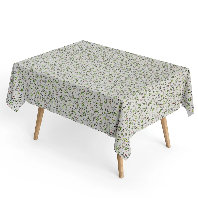 Jacquard Tischdecke aus beschichteter Baumwolle mit Fleckenschutz DG137 Blumenwiese Blüten eckig rund oval