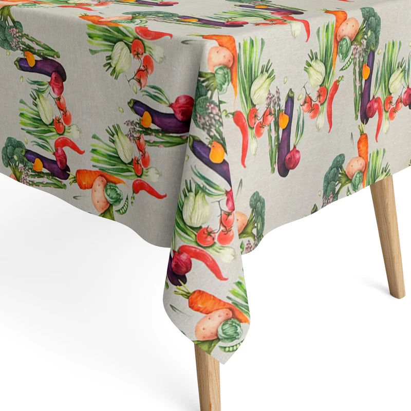 Jacquard Tischdecke aus beschichteter Baumwolle mit Fleckenschutz DG140 Gemüse Küchenmotiv eckig rund oval