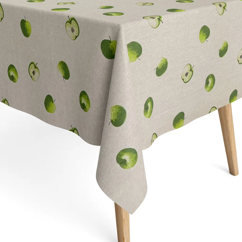 Jacquard Tischdecke aus beschichteter Baumwolle mit Fleckenschutz MANZANA Äpfel eckig rund oval