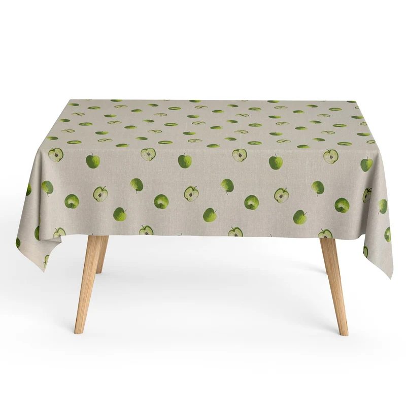 Jacquard Tischdecke aus beschichteter Baumwolle mit Fleckenschutz MANZANA Äpfel eckig rund oval
