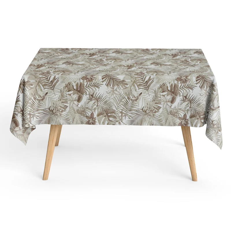 Jacquard Tischdecke aus beschichteter Baumwolle mit Fleckenschutz MELENCO Dschungel Monstera eckig rund oval