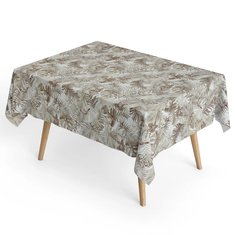 Jacquard Tischdecke aus beschichteter Baumwolle mit Fleckenschutz MELENCO Dschungel Monstera eckig rund oval