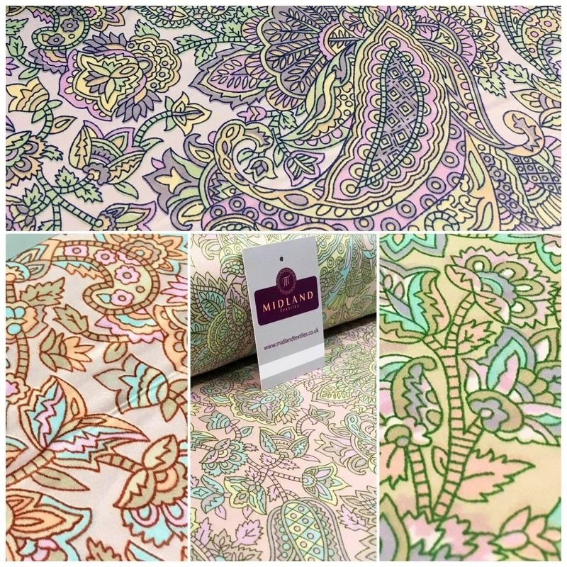 Paisley Printed Matt Dull Satin Dress Fabric 147 cm Wide MA1171 Mtex