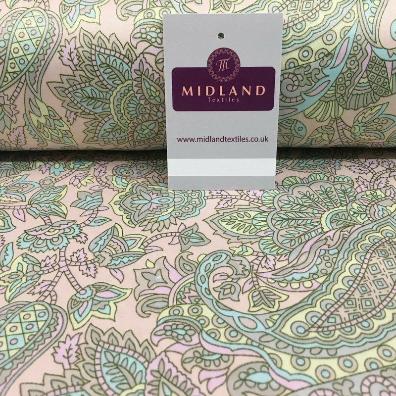 Paisley Printed Matt Dull Satin Dress Fabric 147 cm Wide MA1171 Mtex