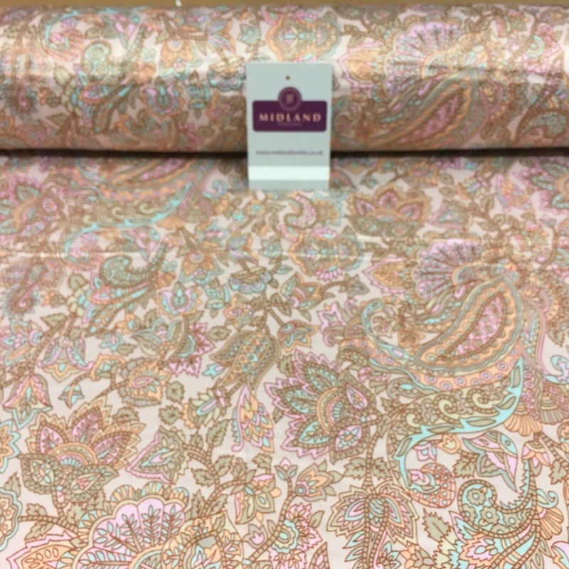 Paisley Printed Matt Dull Satin Dress Fabric 147 cm Wide MA1171 Mtex
