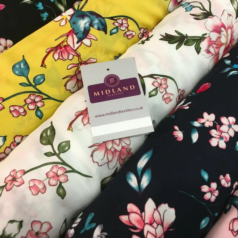 Floral Printed Rayon Viscose Dress Fabric 143cm Wide MA1174 Mtex