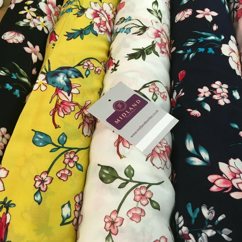 Floral Printed Rayon Viscose Dress Fabric 143cm Wide MA1174 Mtex