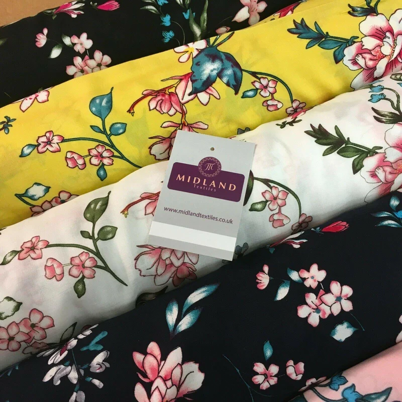 Floral Printed Rayon Viscose Dress Fabric 143cm Wide MA1174 Mtex