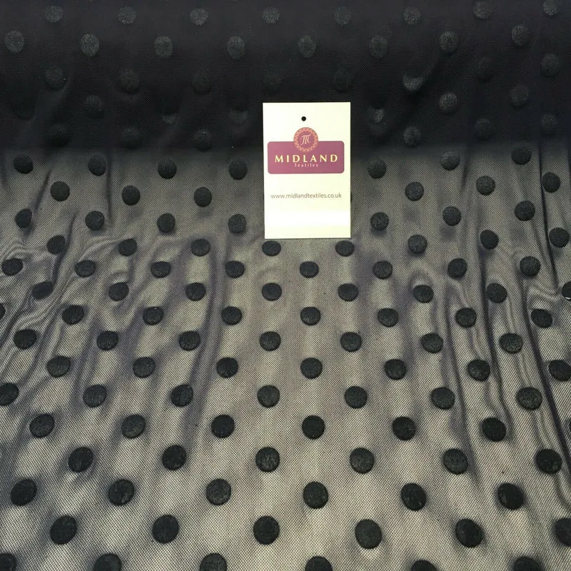 Flock 10mm Polka Dot Power Mesh Stretch Dress Fabric 139cm Wide M1148 Mtex