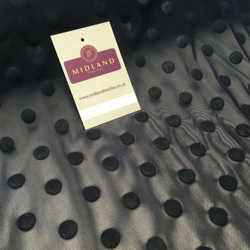 Flock 10mm Polka Dot Power Mesh Stretch Dress Fabric 139cm Wide M1148 Mtex