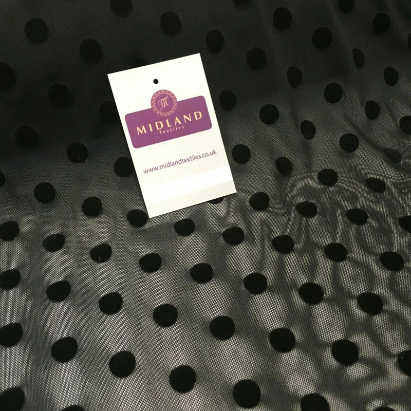 Flock 10mm Polka Dot Power Mesh Stretch Dress Fabric 139cm Wide M1148 Mtex