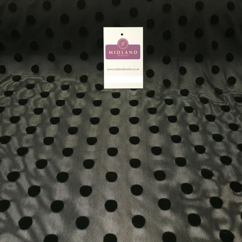Flock 10mm Polka Dot Power Mesh Stretch Dress Fabric 139cm Wide M1148 Mtex