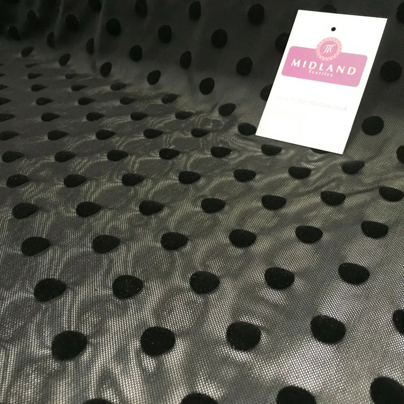 Flock 10mm Polka Dot Power Mesh Stretch Dress Fabric 139cm Wide M1148 Mtex