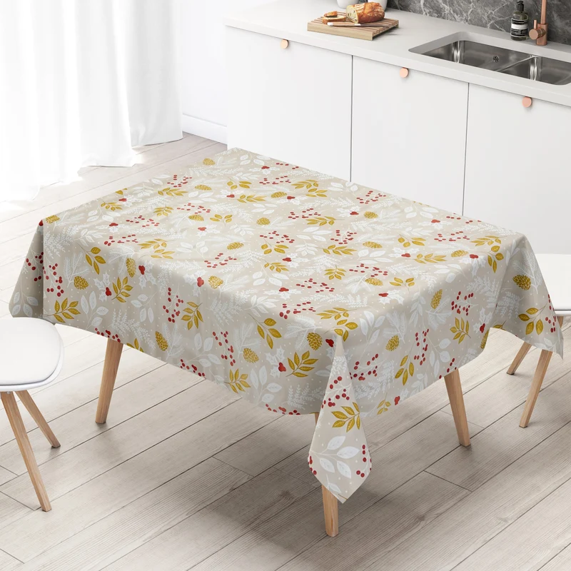 Wachstuch Tischdecke B3019-01 beige Weihnachten Advent Tannenzweige eckig rund oval