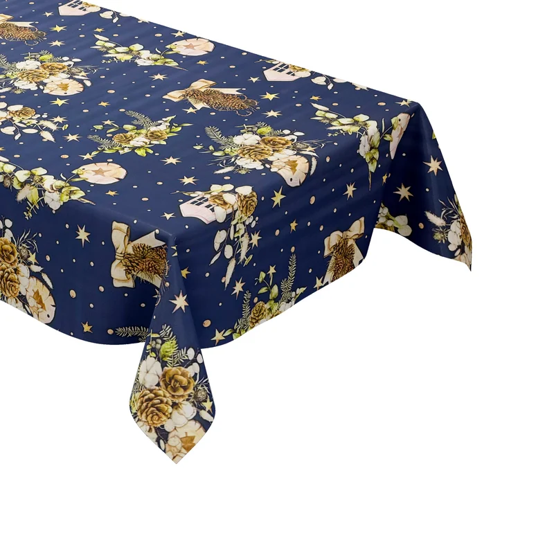 Wachstuch Tischdecke B5074-01 blau Weihnachten Advent Tannenzapfen eckig rund oval