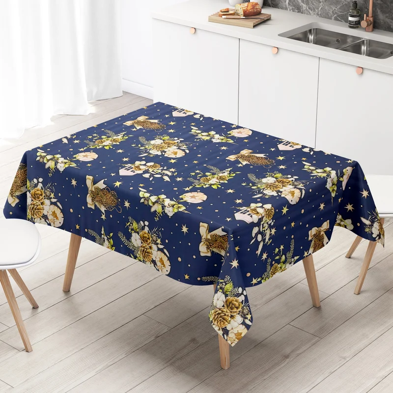 Wachstuch Tischdecke B5074-01 blau Weihnachten Advent Tannenzapfen eckig rund oval