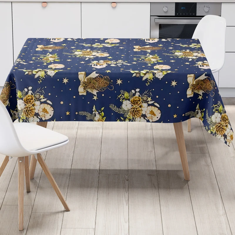 Wachstuch Tischdecke B5074-01 blau Weihnachten Advent Tannenzapfen eckig rund oval