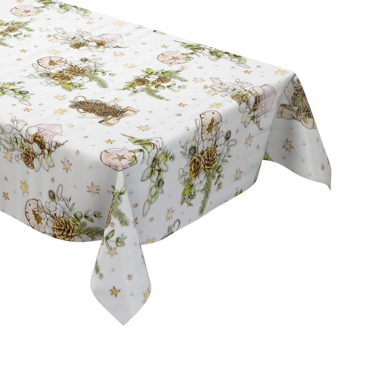 Wachstuch Tischdecke B5074-02 weiß Weihnachten Advent Tannenzapfen eckig rund oval