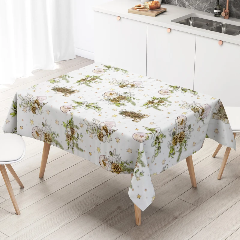 Wachstuch Tischdecke B5074-02 weiß Weihnachten Advent Tannenzapfen eckig rund oval