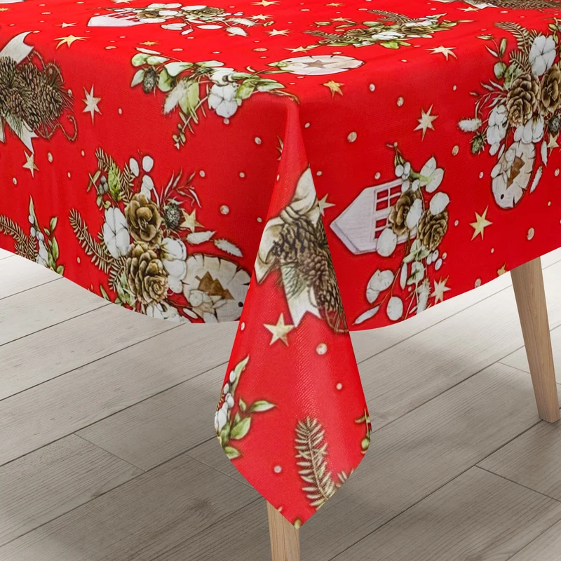 Wachstuch Tischdecke B5074-03 rot Weihnachten Advent Tannenzapfen eckig rund oval