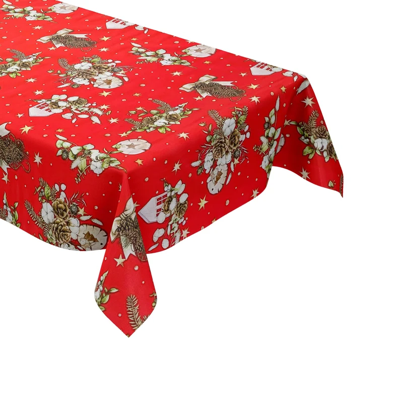 Wachstuch Tischdecke B5074-03 rot Weihnachten Advent Tannenzapfen eckig rund oval