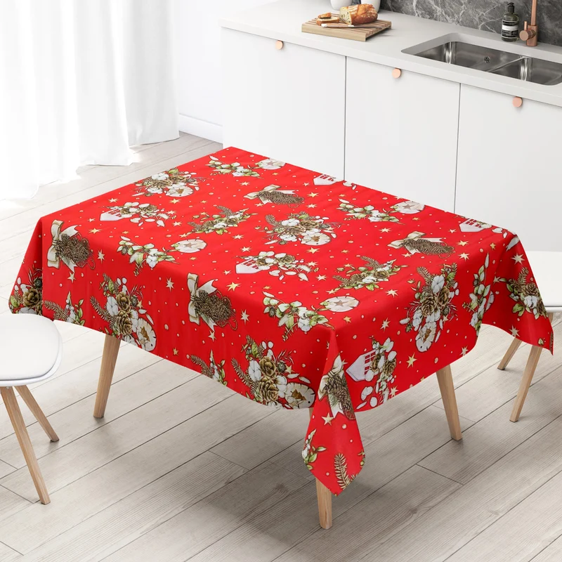 Wachstuch Tischdecke B5074-03 rot Weihnachten Advent Tannenzapfen eckig rund oval
