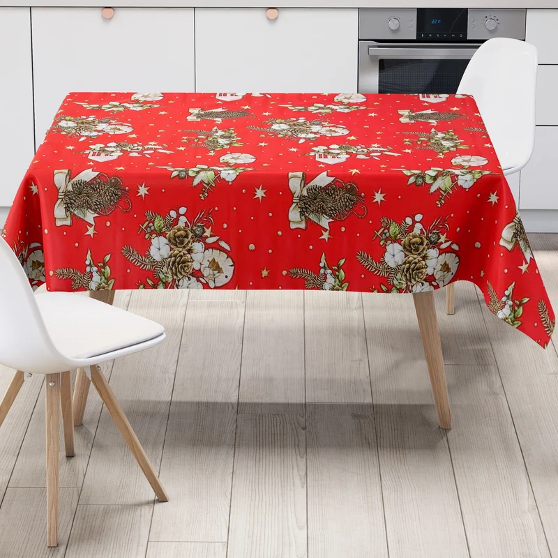 Wachstuch Tischdecke B5074-03 rot Weihnachten Advent Tannenzapfen eckig rund oval