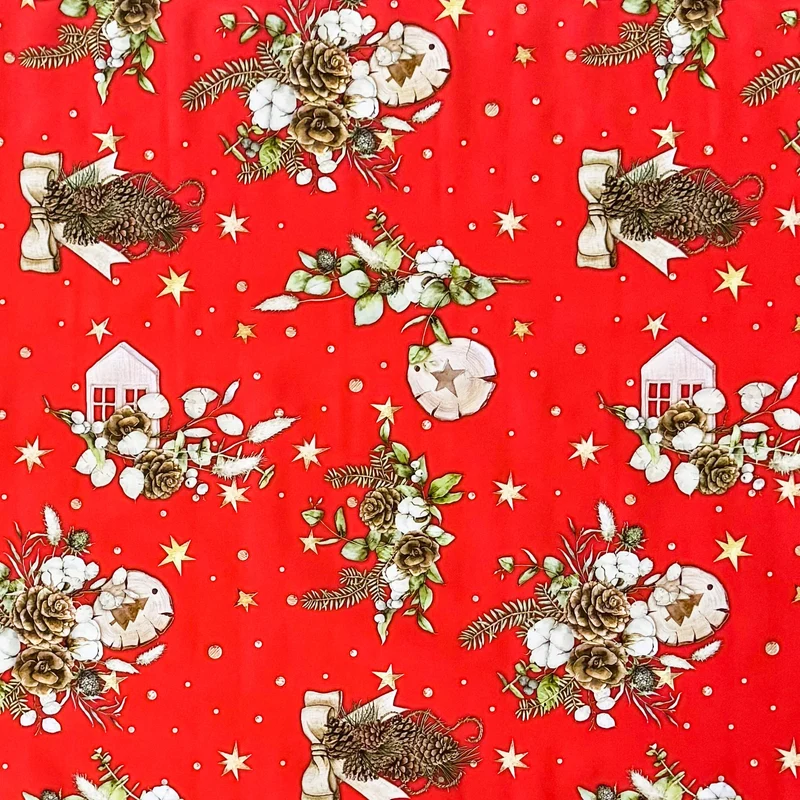 Wachstuch Tischdecke B5074-03 rot Weihnachten Advent Tannenzapfen eckig rund oval