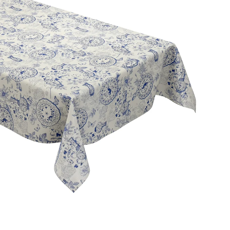 Wachstuch Tischdecke PC140-1 Zwiebelmuster blau weiß Küchenmotiv eckig rund oval