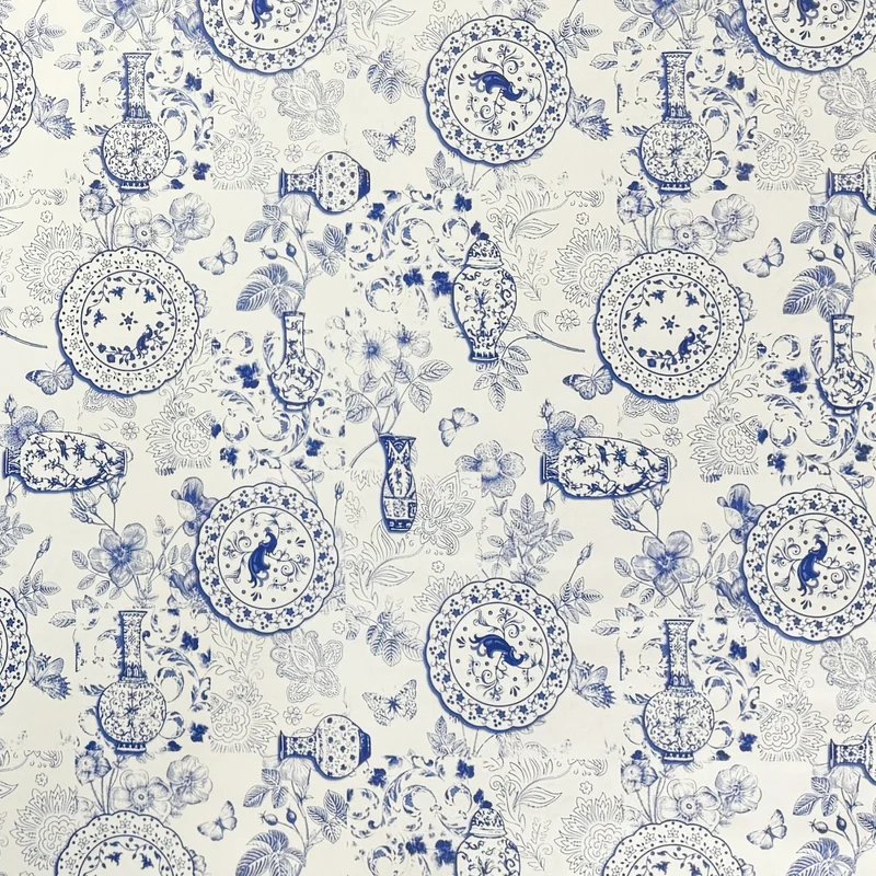 Wachstuch Tischdecke PC140-1 Zwiebelmuster blau weiß Küchenmotiv eckig rund oval
