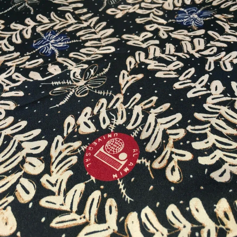 Black and Gold Floral Printed Satin Dress fabric 150cm Wide M1115 Mtex