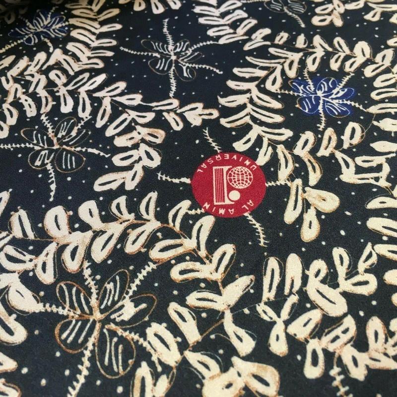 Black and Gold Floral Printed Satin Dress fabric 150cm Wide M1115 Mtex