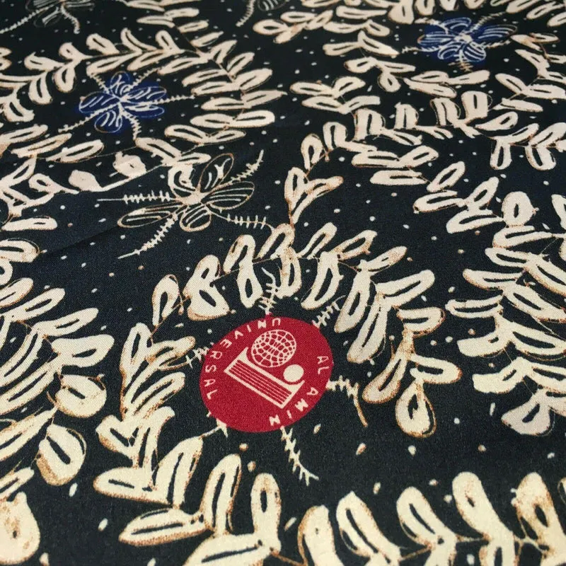 Black and Gold Floral Printed Satin Dress fabric 150cm Wide M1115 Mtex