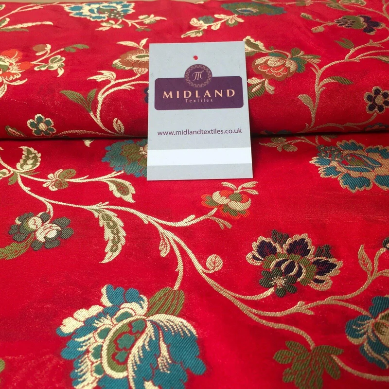Indian Floral Banarsi Silky Brocade fabric 100cm Wide MP1116 Mtex