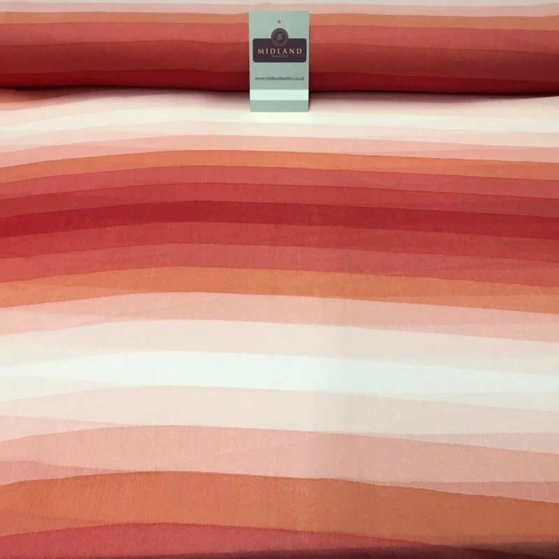 Watermelon striped printed Crinkle Georgette Chiffon fabric 150cm MK1090-17