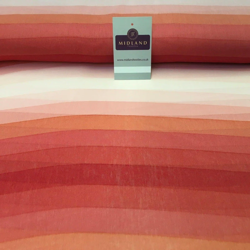 Watermelon striped printed Crinkle Georgette Chiffon fabric 150cm MK1090-17