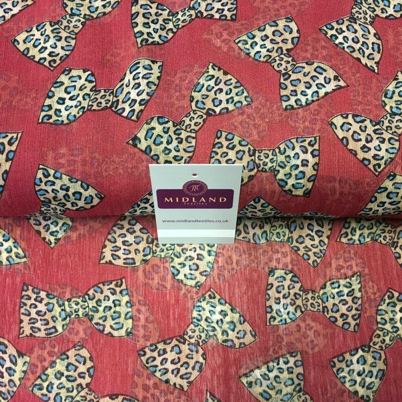 Maroon Animal Bows Printed Crinkle Georgette Chiffon Fabric 150cm wide MK1090-22